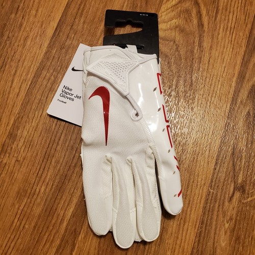 Nike Vapor Jet 7.0 Football Gloves Men Medium White Red NCAA New