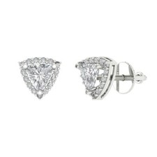 White Sapphire Stud Earrings for Women Screw back 1.021 cttw 5mm Triangle-Cut 