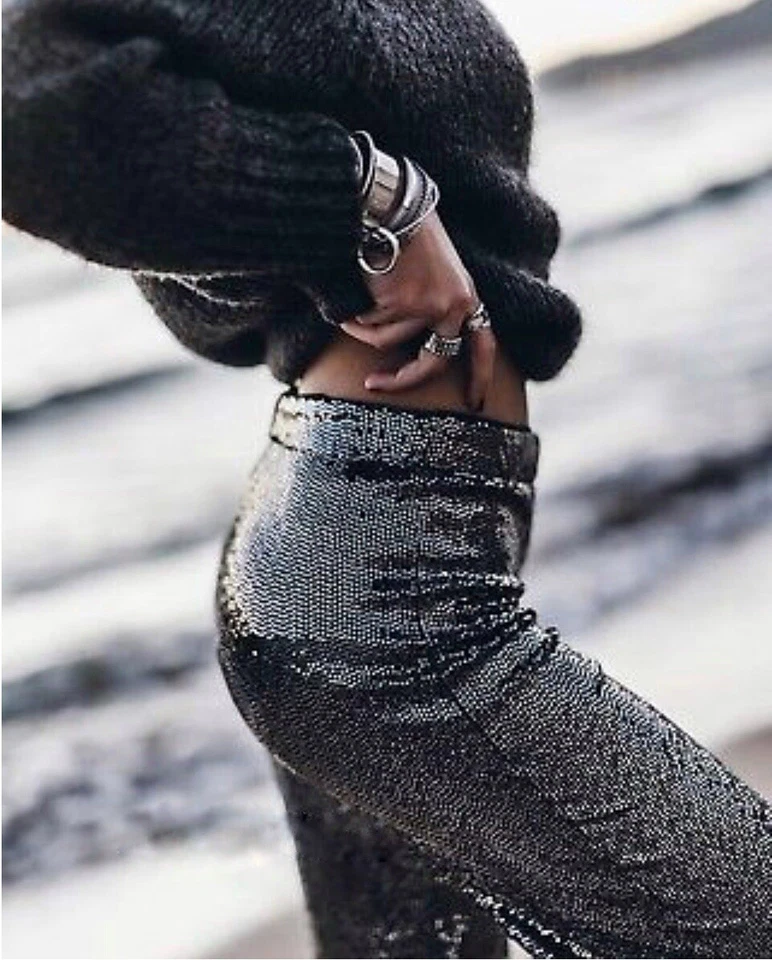 Pantalones Palazzo Zara AW18 Mujer Brillantes Brillantes Talla S-M Ref 8337/421 Nuevos con Etiquetas