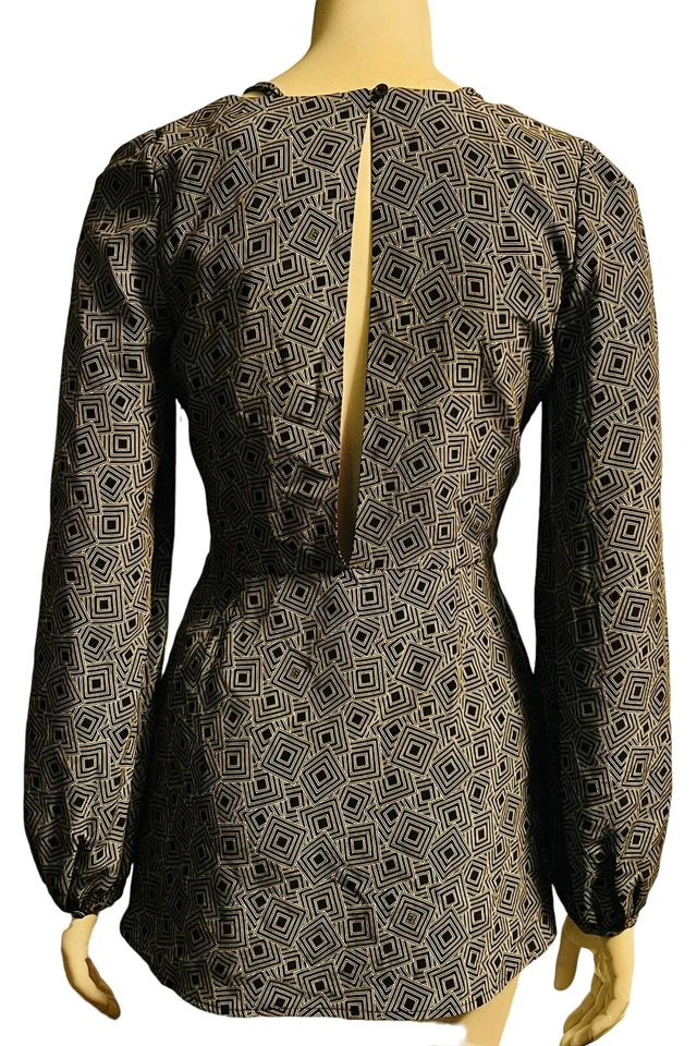 Equipo Mujer Seda Corte Arden Top Muy RARO Muestra Negro Blanco Nuevo con Etiquetas Pequeño Foto 3 de 4