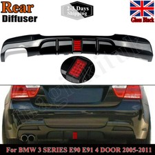 Gloss Black Rear Bumper Diffuser Twin Pipe F1 Style For BMW E90 E91 330d M Sport