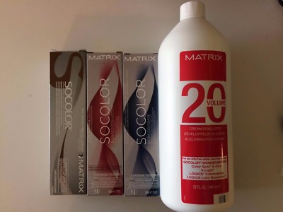 3 TUBES OF MATRIX SOCOLOR BLENDED COLLECTION HAIRCOLOR PLUS 32oz 20V DEVELOPER 