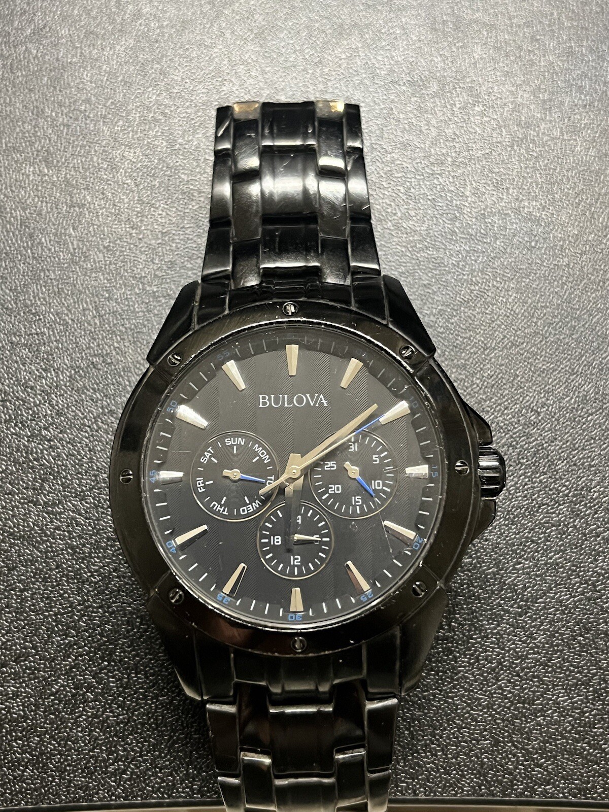 Bulova 98C121 Multifunction Classic Men's Watch - Black Steel Quartz ...