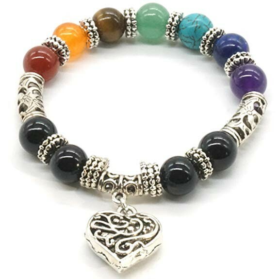 Bracelet 7 Chakra en argent pour vos séances de yoga et moments de méditation reiki