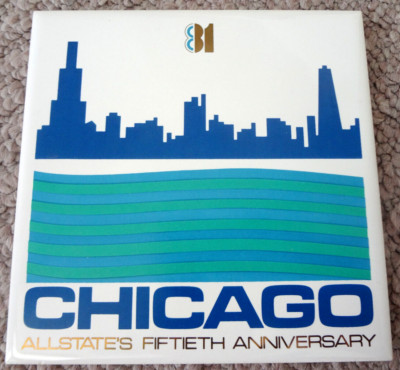 CHICAGO ALLSTATE'S FIFTIETH ANNIVERSARY 6'' SQUARE TILE COLLECTIBLE IL SOUVENIR