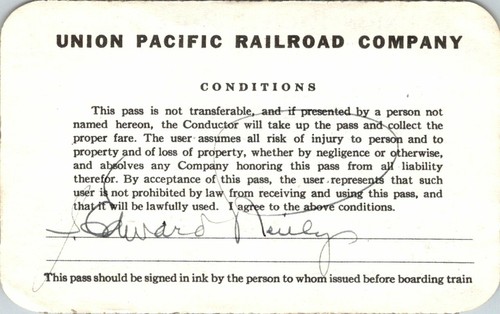 1938 Union Pacific Railroad Employee Pass - Picture 2 of 2