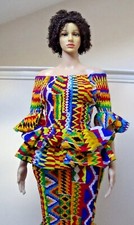 Registyle African Wax Print Stretchy 2pcs Long Skirt & Top UK Sizes 10-16 SALE!!
