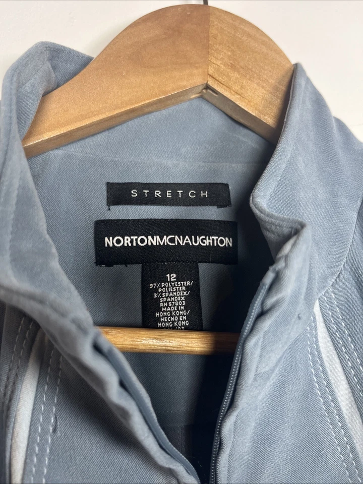 Norton Mcnaughton 12 Zip Up Jacket Blue Stripe Stretch Coat - Image 2 of 4