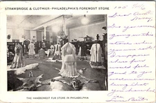 PHILADELPHIA PENNSYLVANIA - STRAWBRIDGE & CLOTHIER FUR STORE INTERIOR - POSTCARD