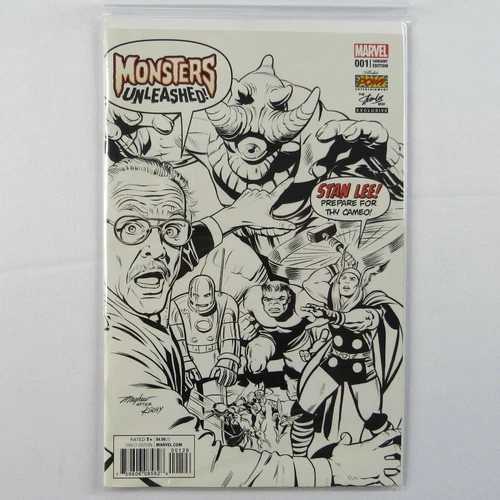 Marvel's Monsters Unleashed #1 Stan Lee Comic Box Exclusive 2017 Variant B/W
