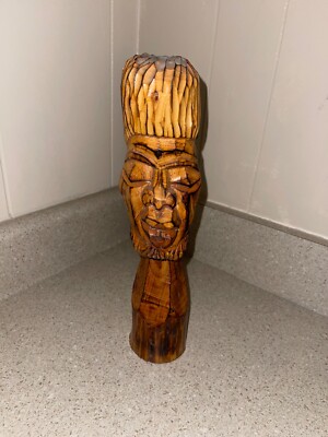 Hand-Carved Solid Wood Tiki Totum Statue 15 