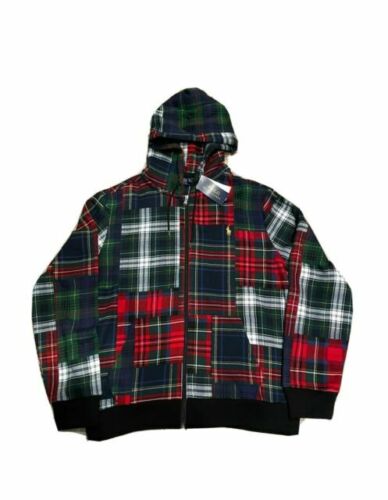 Polo Ralph Lauren Men's Red Plaid Hood Fleece Lined Full Zip Hoodie