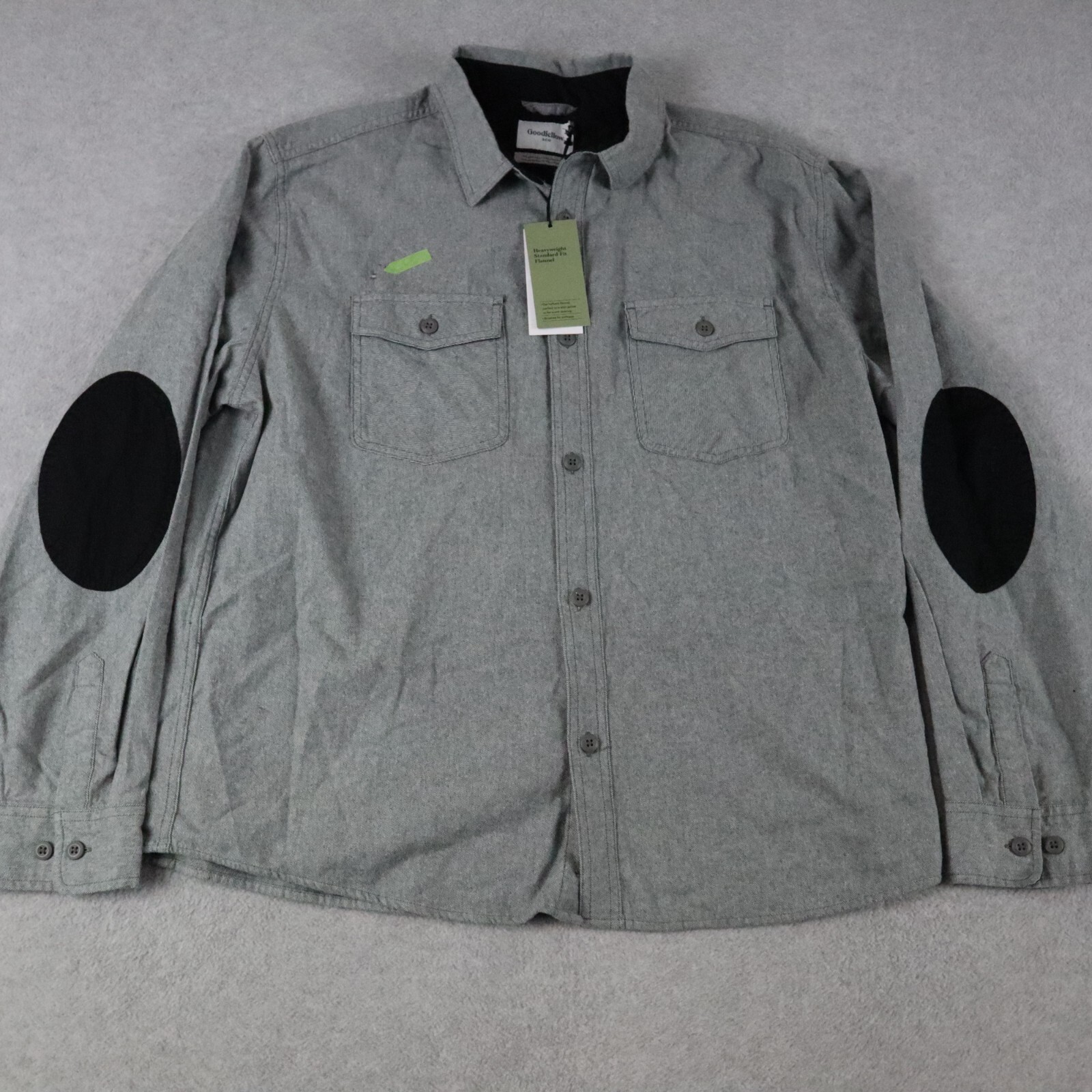 Goodfellow Mens Large Gray Flannel Shirt with Utility Flap Pocket-image