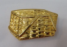Vintage Signed Douglas Paquette Gold Picnic Basket Belt Buckle