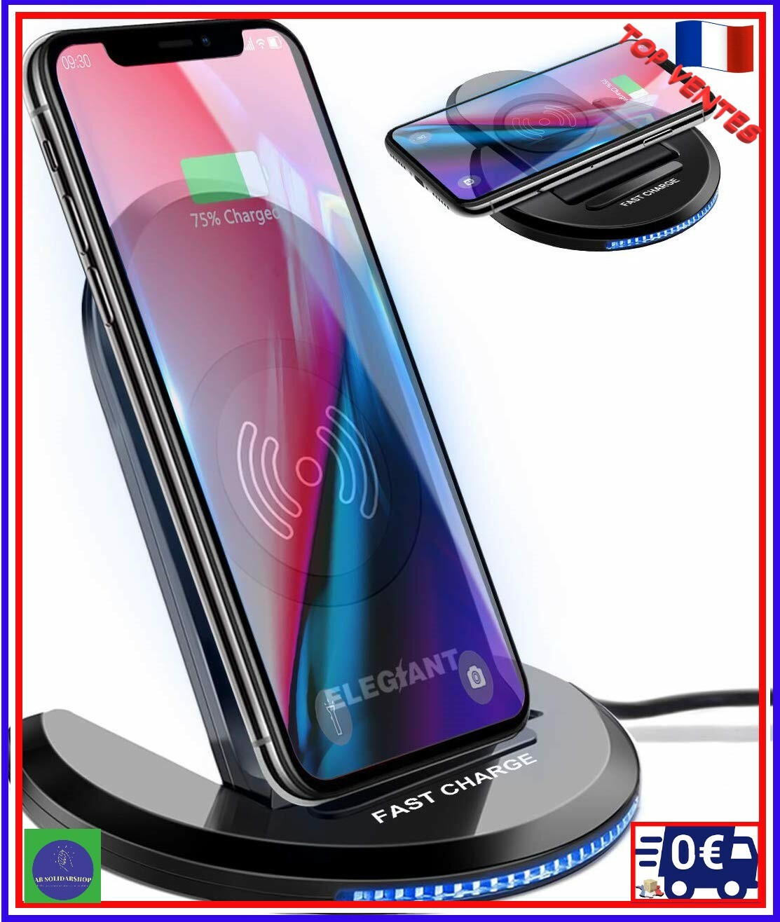 Chargeur induction pliable 3-en-1 station de rechargement rapide sans fil noir pour iPhone