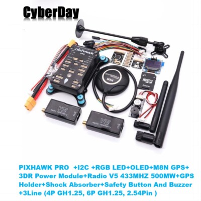 Pixhawk PRO Flight Controller + GPS and V5 500MW 915Mhz Telemetry Radio for Quad