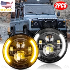 For Land Rover Defender RHD 90 110 7" LED Headlights Hi/Lo Sealed Halo Projector