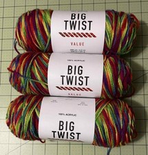 Lot of 3 Big Twist Value Yarn Color ROLLER RINK 269 yds  4 weight NEW