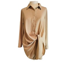 Forever 21 contemporary Wrap Dress Size Medium Beige Khaki Long Sleeve