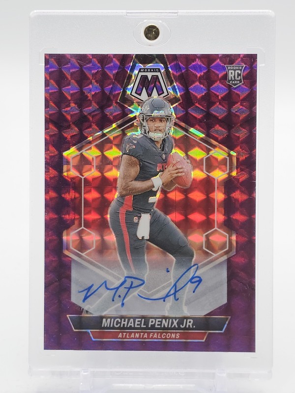 MICHAEL PENIX JR. 2024 MOSAIC ROOKIE AUTO PURPLE /49 #308 FOOTBALL FALCONS Q0731