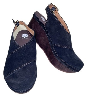 8M Yellow Box Bardene Black Suede Leather Platform Clog Shoe
