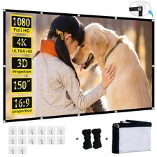 150" 4K HD Foldable Portable 16:9 Projection Screen, Portable Projector