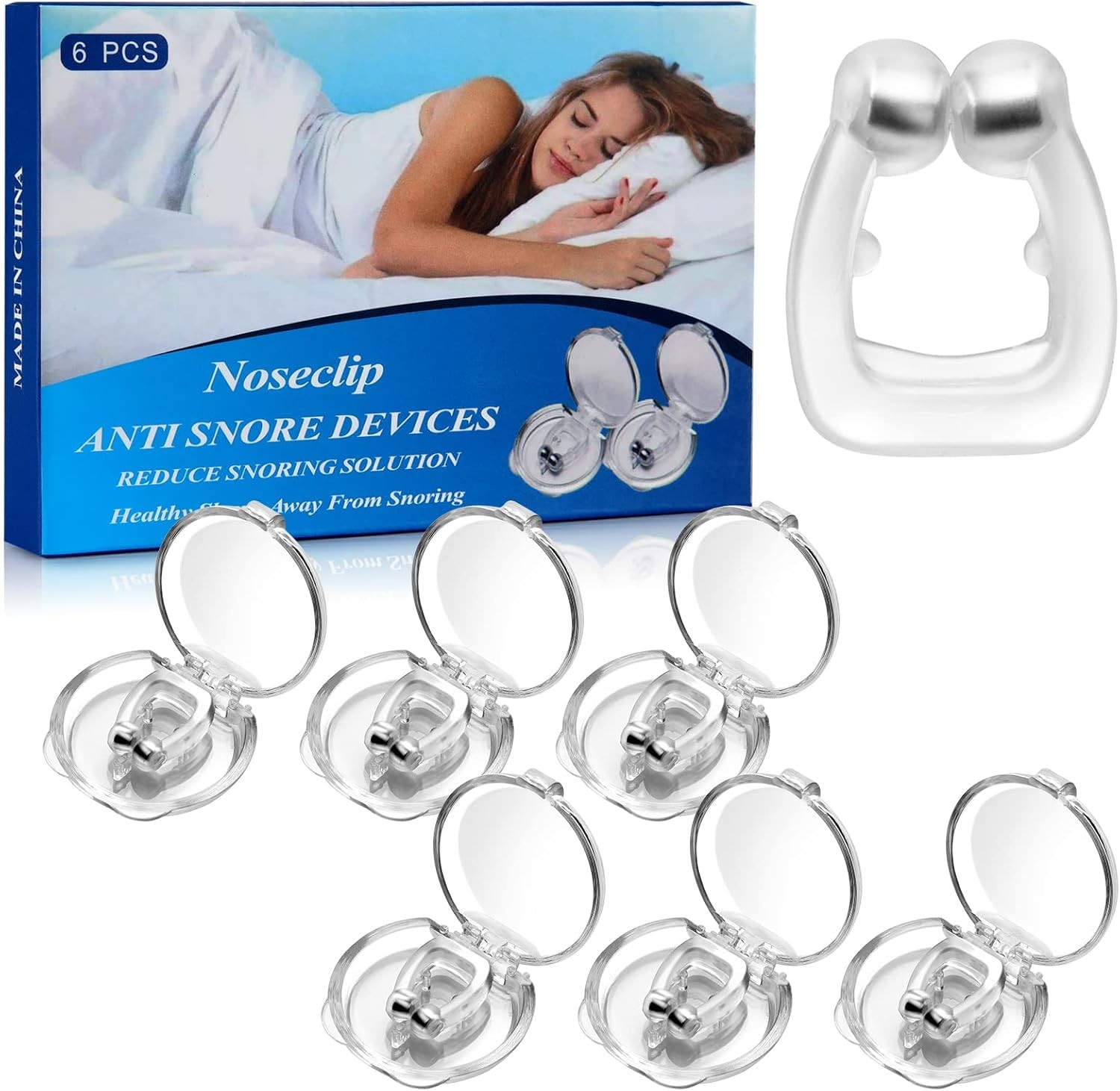 Anti Snoring Devices, Silicone Magnetic Anti Snoring Nose Clip, 6PCS Snore Stopp