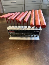 Vintage SEARS  10 Piece SAE T-Handle Hex Key Set - Standard Metal Stand