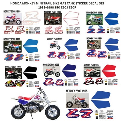 HONDA MONKEY MINI TRAIL BIKE GAS TANK STICKER DECAL SET 1988 1998 Z50 Z50J Z50R