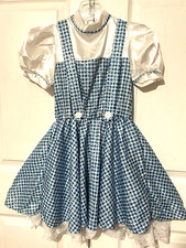 Dorothy Wizard Oz Dress Girls Sz Medium 7 8 White Blue Sequins Rubies Costumes
