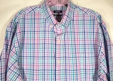 IZOD-Mens Preppy Long Sleeve Button-Down Shirt-Large-100% Cotton-Plaid