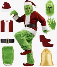 Christmas The Grinch Complete Costume Santa Claus Costume Adult SIZE: M - 2XL 