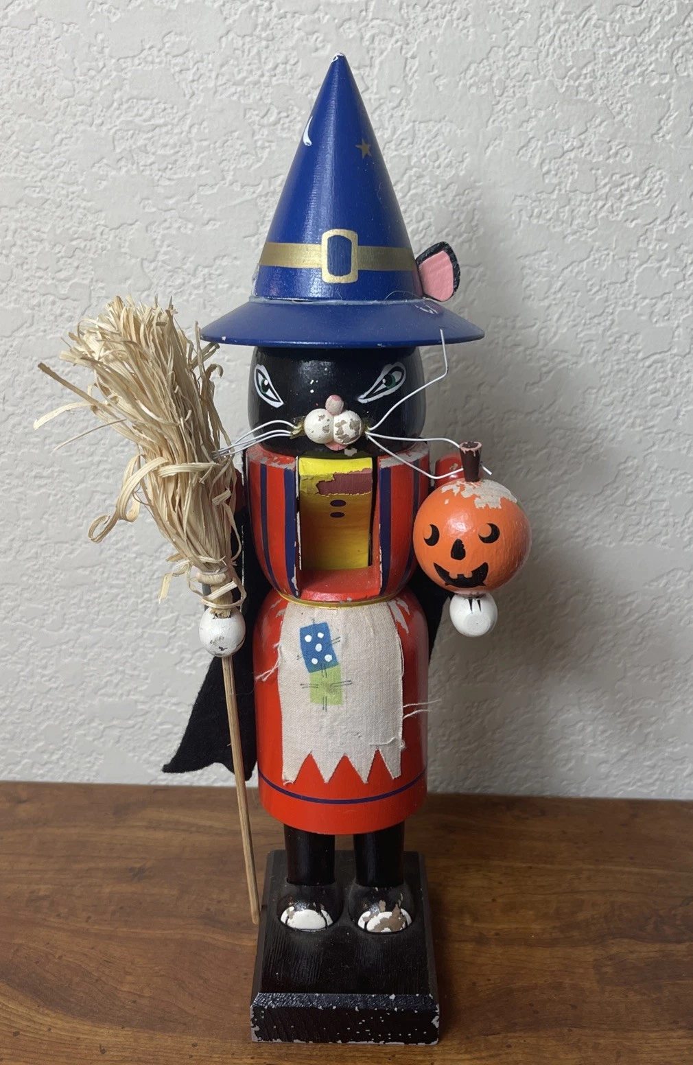 Very Rare Vintage Nutcracker Cat W/ JOL Erzgebirge Germany See Photos