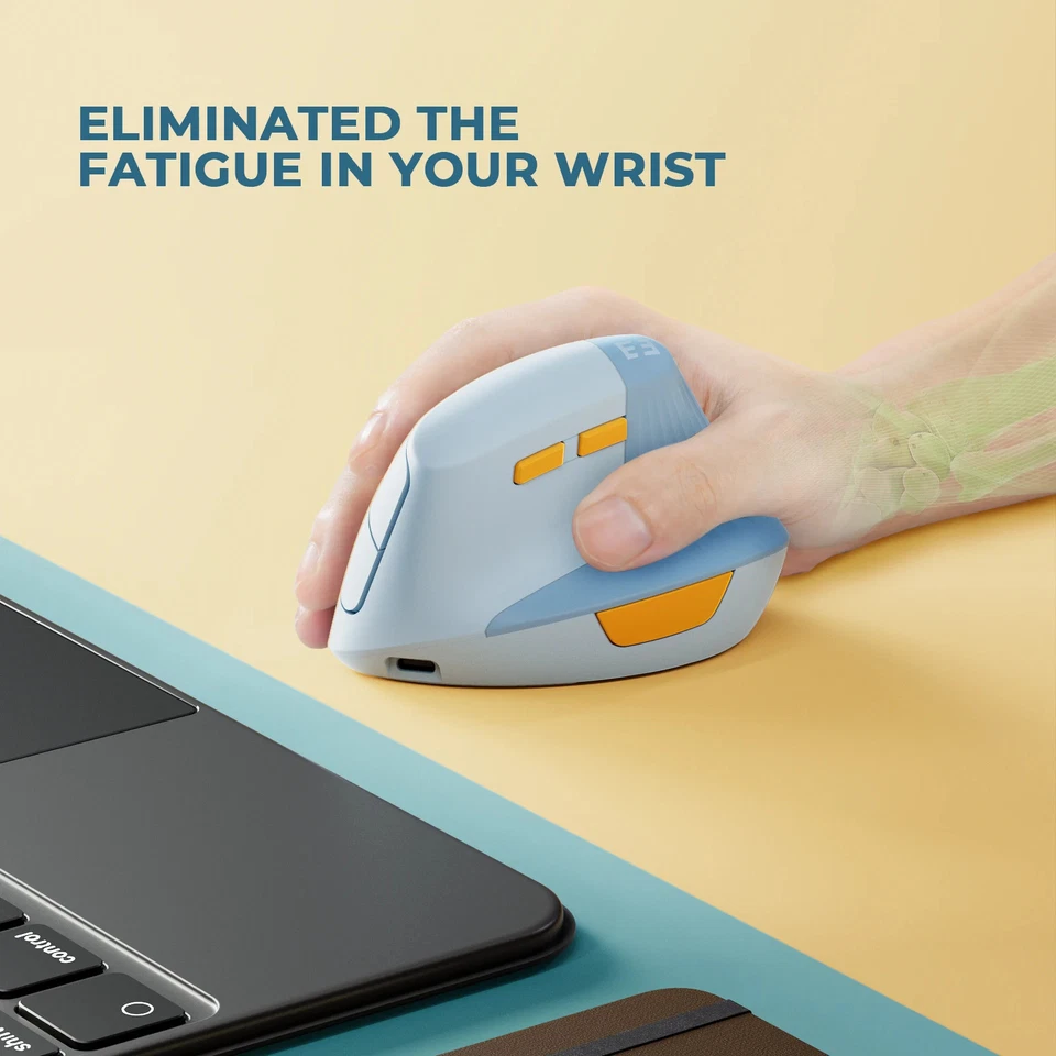 Vertical Wireless Mouse Type C Rechargeable Ergonomic USB&Type C Mice for Laptop - Image 3 of 4