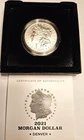 2021-D Gem BU Morgan Silver Dollar w/ OGP & COA 21XG Denver (1 of 2)