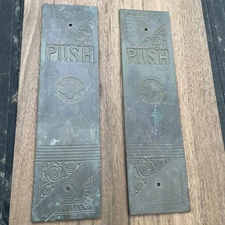 Vintage Decorative Carved Brass Door Push Embossed Plate