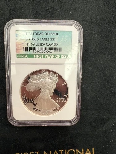 1986 S American SILVER EAGLE NGC PF69 ULTRA CAMEO