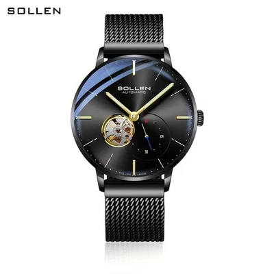 BERNY Orologi Da Uomo Casual Al Quarzo Cassa In Acciaio Inossidabile Con Cinturino In Pelle 828638
