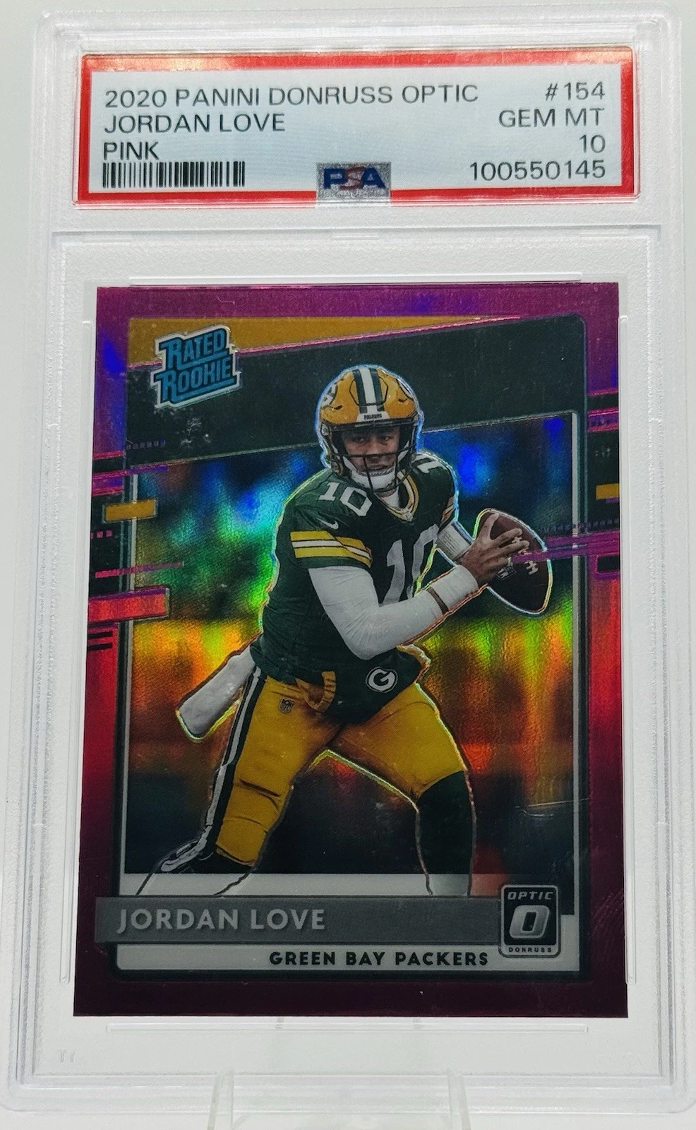 Deal for 2020 Panini Donruss Optic Pink Rated Rookie Jordan Love #154 PSA 10 Gem Mint RC