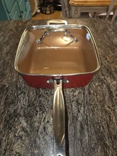 Copper Chef 9.5" Square Fry Pan with Lid - Fry Basket & Steam Rack - NEW (OTHER)