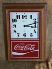 Vintage 1987 Coca-Cola Wood/Glass Front Wall Clock ~ Works