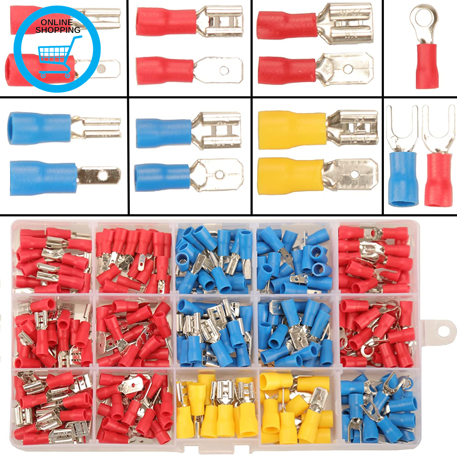 280PCS Crimp Connectors - 15 Types Electrical Terminals Kit, Male & Female Spade