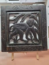 Mango Wood Hand Carved Monkey Wall Panel 12” X 12" Made In India
