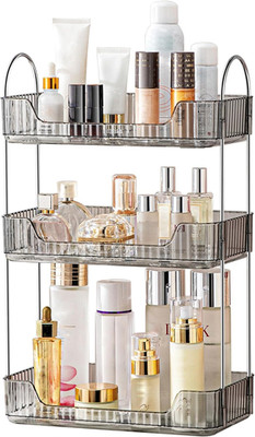 3-Tier Grey Bathroom Organizer for Makeup, Perfume, and Skincare Essentials