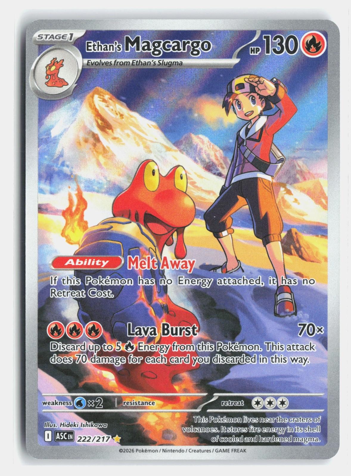 Ethan's Magcargo 222/217 Illustration Rare Ascended Heroes Pokemon Holo NM