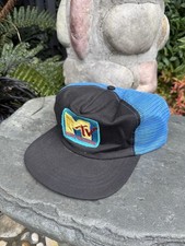 Vintage 80’s MTV Patch Blue Mesh Trucker SnapBack Hat USA Made