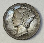 1918 D Mercury Dime 10¢ (90% Silver)