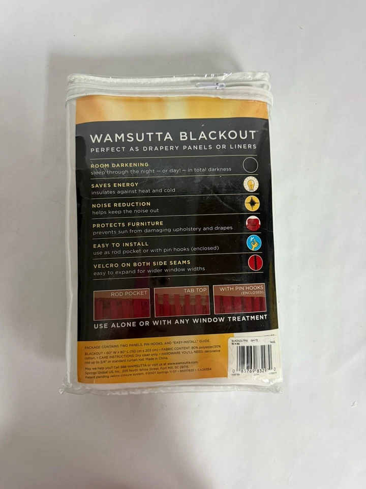 Wamsutta Blackout Panel 60 x 80 - White - Image 2 of 2