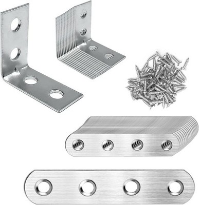 28 Stück L-Winkel und Flachwinkel für Holz, Winkel mit Schrauben, Metall C