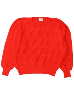 Benetton Womens Boat Neck Jumper Sweater IT 48 XL Red Striped Wool ED23